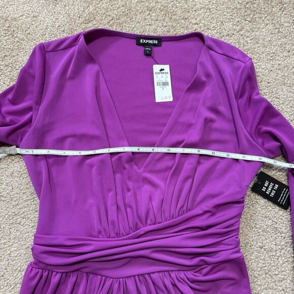 NWT ✨ Express purple v-neck faux wrap going out party dress, size small - Picture 8 of 12